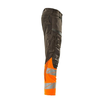 Kalhoty s kapsami na kolenou, kalhoty se strečovými vsadkami, tmavě antracitová/hi-vis oranžová