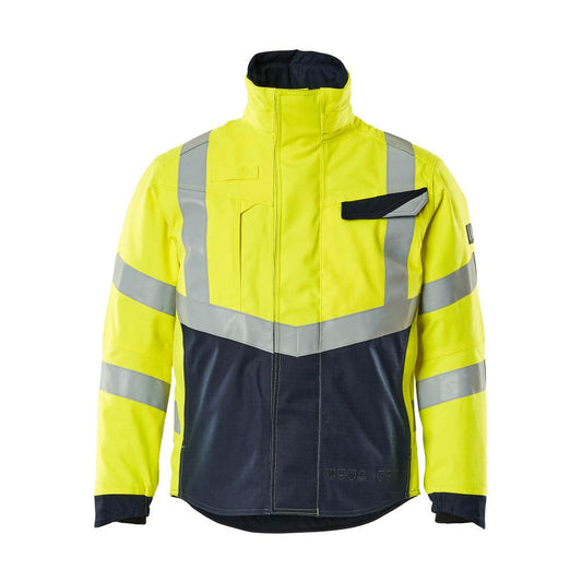 Zimní bunda s prošívanou podšívkou Pilotní bunda Multisafe, hivis žlutá/černo-modrá