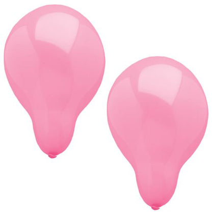 Zwei rosa PAPSTAR 10 Luftballons Ø 25 cm der PAPSTAR GmbH aus hochwertigem Latex stehen nebeneinander auf weißem Untergrund. Durch ihre glatte, glänzende Oberfläche eignen sie sich ideal für jede Dekoration.