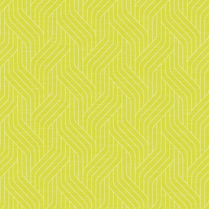 Dunisoft ubrousky 40 x 40 cm 1/4 skládání od Duni GmbH ukazují žlutý geometrický vzor s propletenými bílými chevrony na strukturovaném pozadí a dodávají vašemu stylově prostřenému stolu moderní, abstraktní nádech.