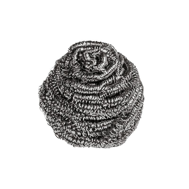 Scotch-Brite® nerezová spirála od 3M Deutschland GmbH (3 kusy na balení) ze stříbrné nerezové oceli s kroucenou strukturou je ideální pro čištění kuchyně a odstraňuje odolné nečistoty. Zobrazeno na bílém pozadí.