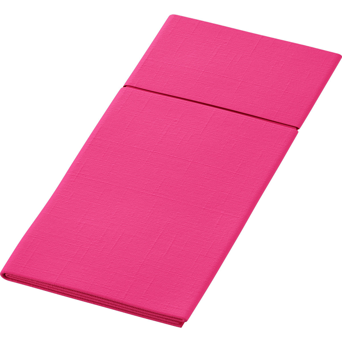 Die Duni GmbH Bio Duniletto Slim (400 x 330 mm) ist eine gefaltete, leuchtend pinke, umweltfreundliche Matte aus nachhaltigen Materialien auf weißem Hintergrund. Ihre strukturierte Oberfläche verleiht Ihrem Training einen umweltbewussten Touch.