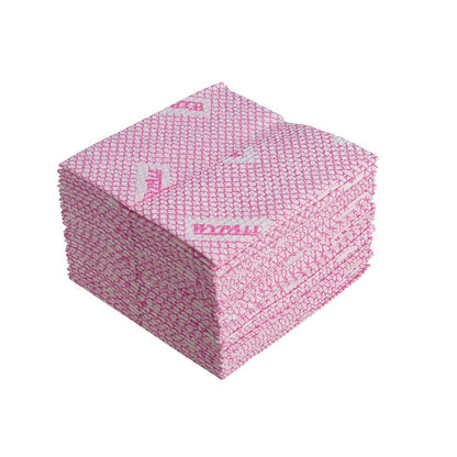 Stoh WypAll® X80 Plus Critical Clean čisticích ubrousků, červených a čtvrtinově složených, od Kimberly-Clark GmbH je rovnoměrně naskládaný. Ubrousky jsou ideální pro kritické čistící úkoly díky své strukturované povrchové úpravě.