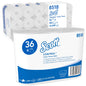 Jedno balení Scott® Control™ toaletního papíru od Kimberly-Clark GmbH obsahuje 6 balení po 6 bílých rolích s 350 listy; obal zdůrazňuje hygienu a ukazuje detaily produktu.