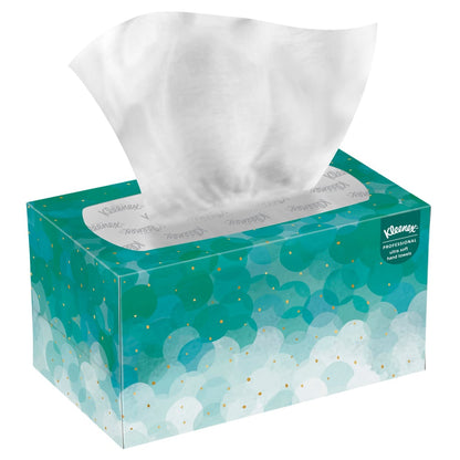 Balení se 70 bílými Kleenex® Ultra™ ručníky Interfold od Kimberly-Clark GmbH, ideální pro hygienické ruce v jakémkoli prostředí - kompaktní, praktické a snadno se vytahuje z horního otvoru.