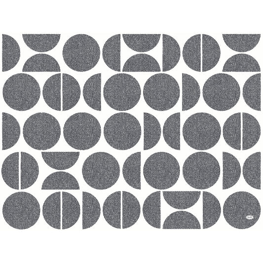 Ein Raster aus schwarzen und weißen strukturierten Kreisen und Halbkreisen auf Weiß - ideal für Duni GmbH Dunicel Sets 30x40 cm, 100 Stück - Formen für kreative Anlässe | Packung (100 Stück).
