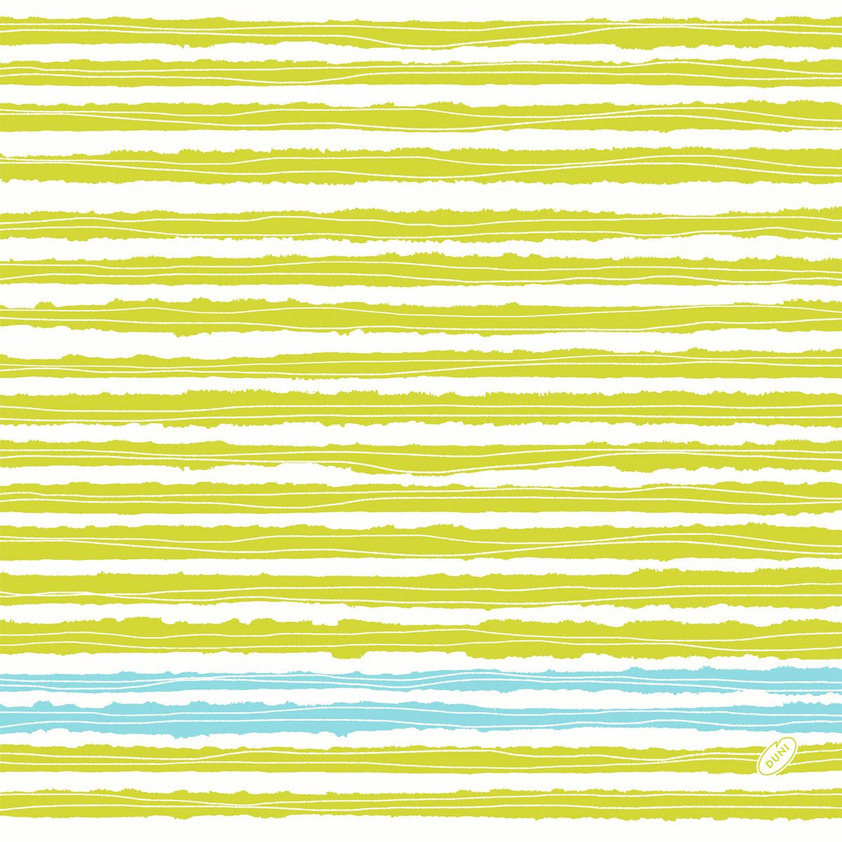 Vzor z nepravidelných žluto-zelených linií na bílém pozadí s modrými akcenty a malou etiketou "Ahoj" - ideální pro Dunisoft ubrousky 40 x 40 cm 1/4 skládání od Duni GmbH.