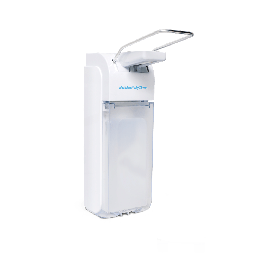 MaiMed MyClean univerzální dávkovač plastový s ramenní pákou bílý na 500ml & 1l (vč. adaptéru 500ml) | Láhev (500 ml)