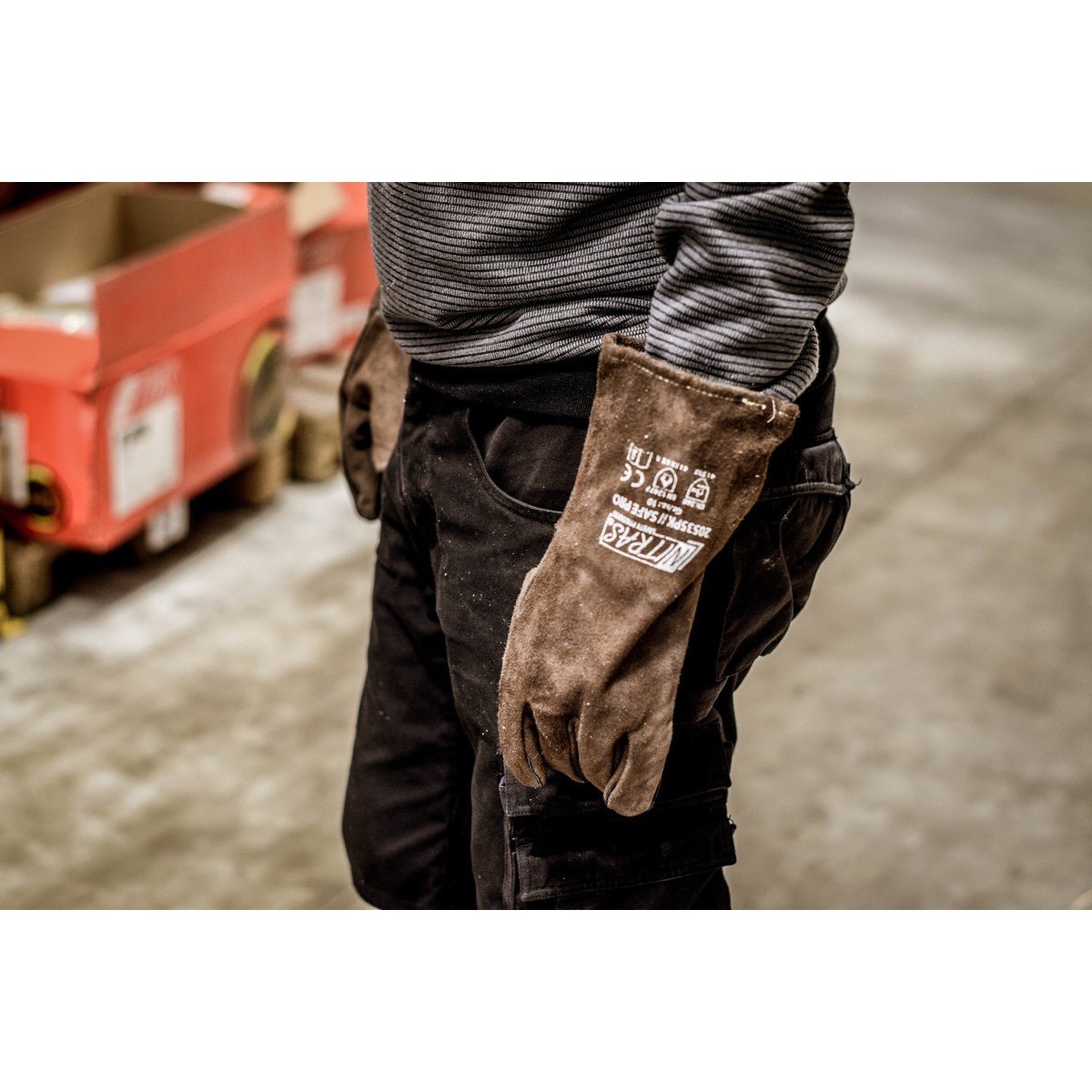 NITRAS SAFE PRO, svářečské rukavice, hnědé, EN 388, EN 12477 štípenka | Balení (12 párů)