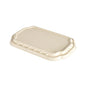 Duni GmbH Take-Away-Faserdeckel Natur Coated Bagasse 256x165x19 (balení po 225 kusech) je béžový, obdélníkový, svisle tvarovaný vláknitý víko - udržitelná alternativa pro take-away nádoby.