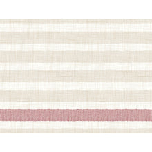 Ein gewebtes Stoffmuster mit hellbeigen und cremefarbenen Querstreifen sowie einem bordeauxroten Streifen, das den eleganten Look der Duni GmbH Bio-Dunicel-Sets 30x40 Rigato Bordeaux Tischsets (Packung 100 Stück) mit einer groben, sich wiederholenden Textur widerspiegelt.