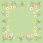 Bio-Dunicel-Mitteld.84x84 Frühlingsmelodie-ubrousky od společnosti Duni GmbH ukazují zelený čtverec, který je lemován žlutými narcisy, bílými narcisy a růžovými tulipány - svěží akcent pro jarní stůl. Střed je jednobarevný. Balení obsahuje 20 kusů.