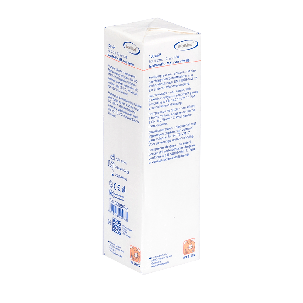 MaiMed-MK-nesterilní gázové obklady 100 kusů/papírový sáček
