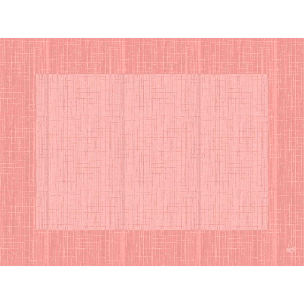 Obdélníkové růžové a korálově zbarvené strukturované pozadí s mřížkovým vzorem a širokým okrajem, ideální pro stolní dekoraci nebo pro použití s Duni GmbH Bio-Dunicel sety 30x40 Linnea mellow Vysoce kvalitní prostírání (100 kusů), ohraničuje světlejší centrální oblast.
