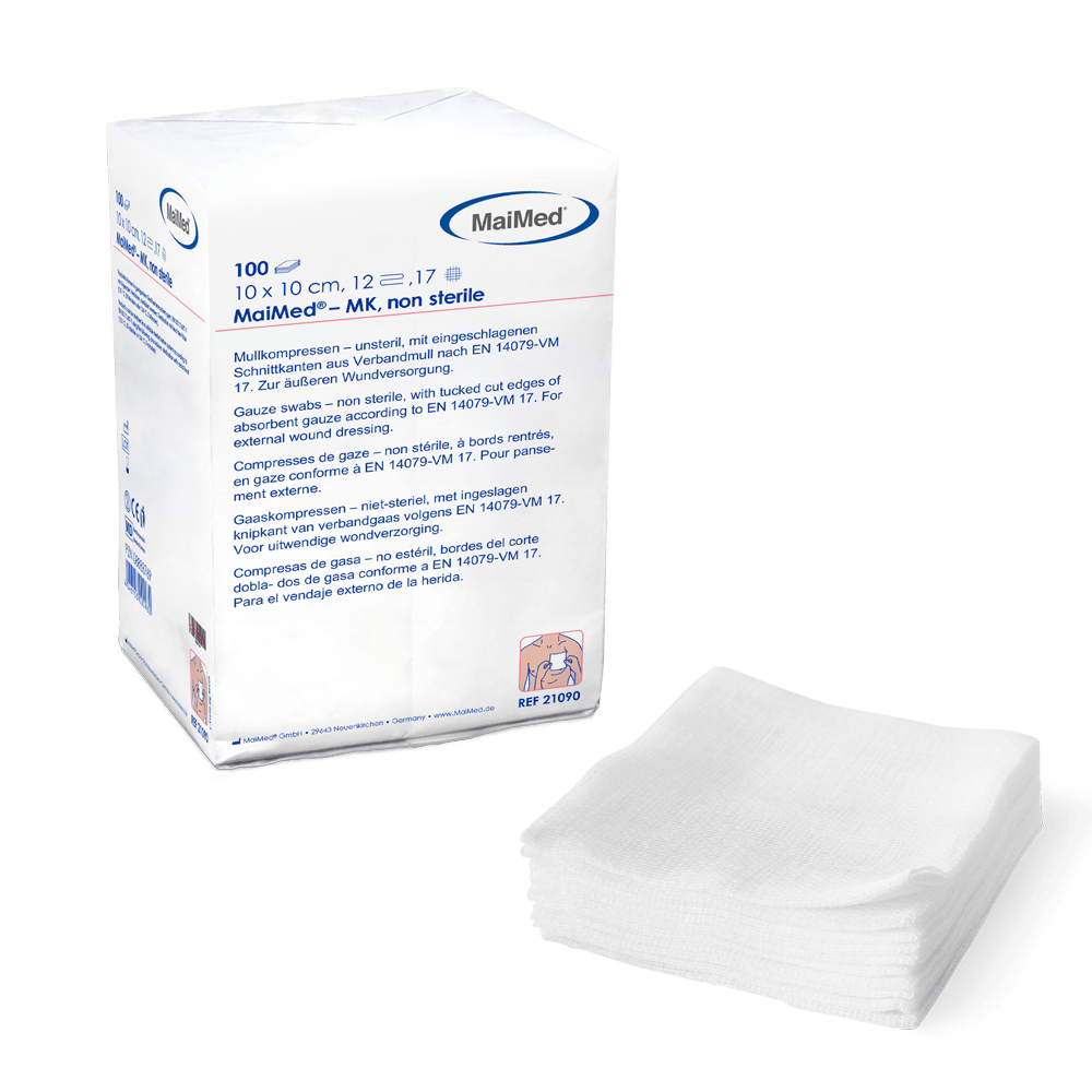 MaiMed-MK-nesterilní gázové obklady 100 kusů/papírový sáček