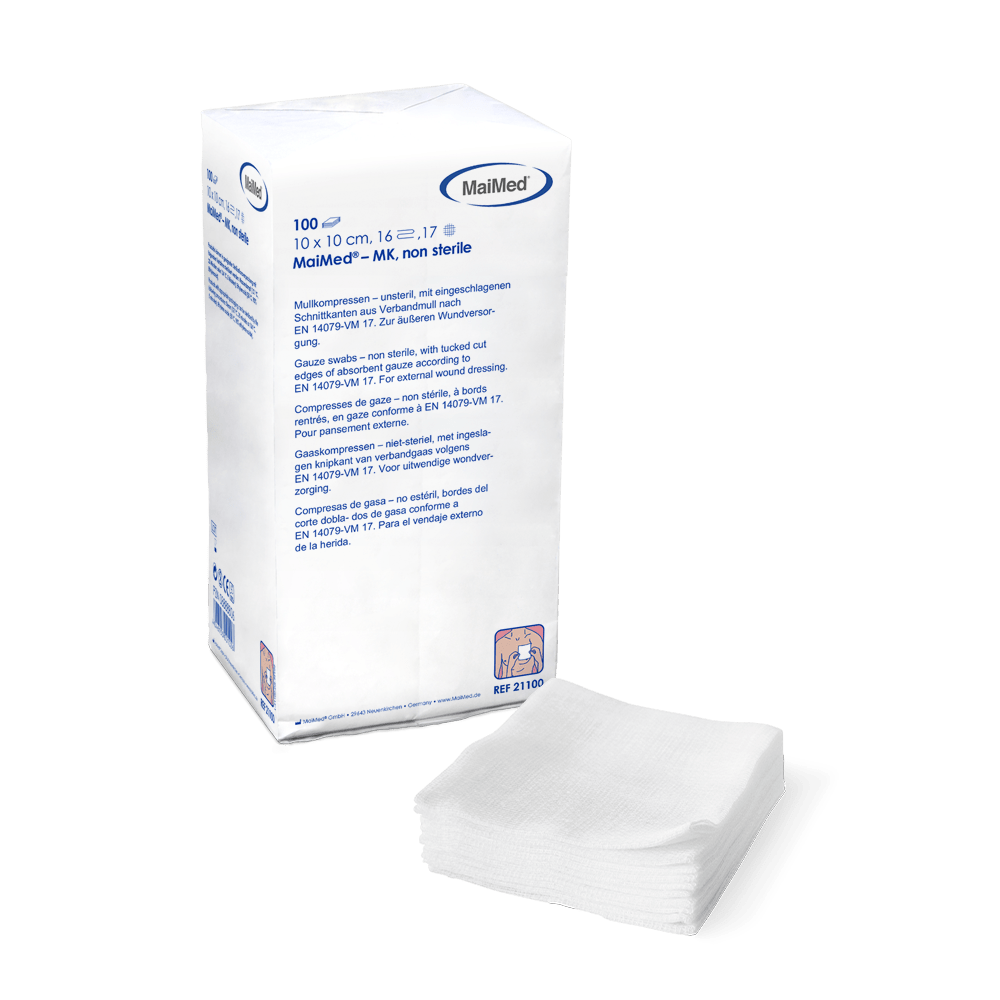 MaiMed-MK-nesterilní gázové obklady 100 kusů/papírový sáček