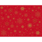 Papírové prostírání Duni GmbH 30x40 cm ve Stargazing červené barvě zdobí zlaté sněhové vločky a hvězdy pro slavnostní atmosféru - ideální pro oslavy, k dispozici v balení po 250 kusech.