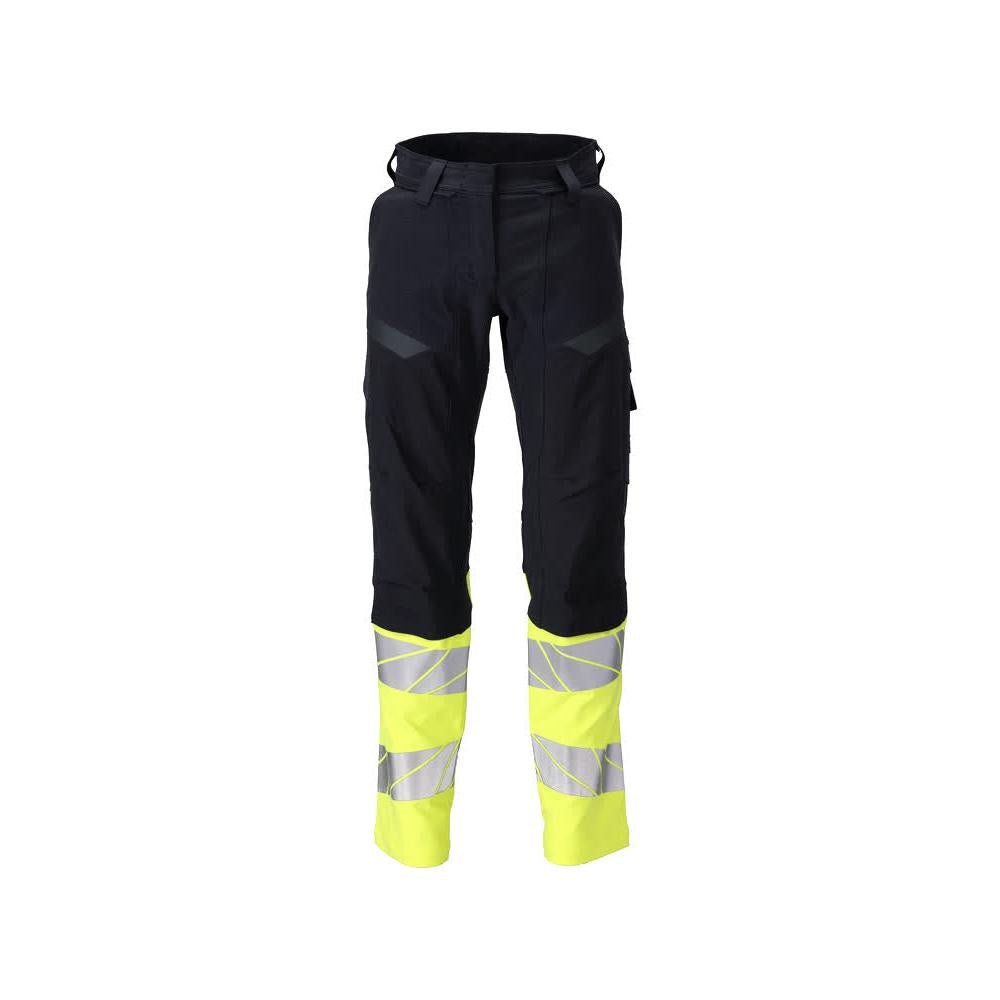 Kalhoty, dámské, DIAMOND, kapsy na kolenou, strečové kalhoty Multisafe, černá modrá/hi-vis žlutá