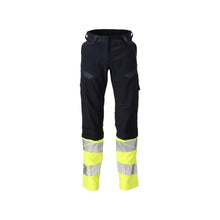 Kalhoty, dámské, DIAMOND, kapsy na kolenou, strečové kalhoty Multisafe, černá modrá/hi-vis žlutá