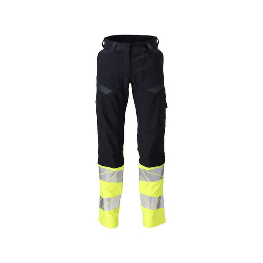 Kalhoty, dámské, DIAMOND, kapsy na kolenou, strečové kalhoty Multisafe, černá modrá/hi-vis žlutá