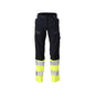 Kalhoty, dámské, DIAMOND, kapsy na kolenou, strečové kalhoty Multisafe, černá modrá/hi-vis žlutá