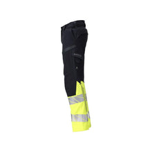 Kalhoty, dámské, DIAMOND, kapsy na kolenou, strečové kalhoty Multisafe, černá modrá/hi-vis žlutá