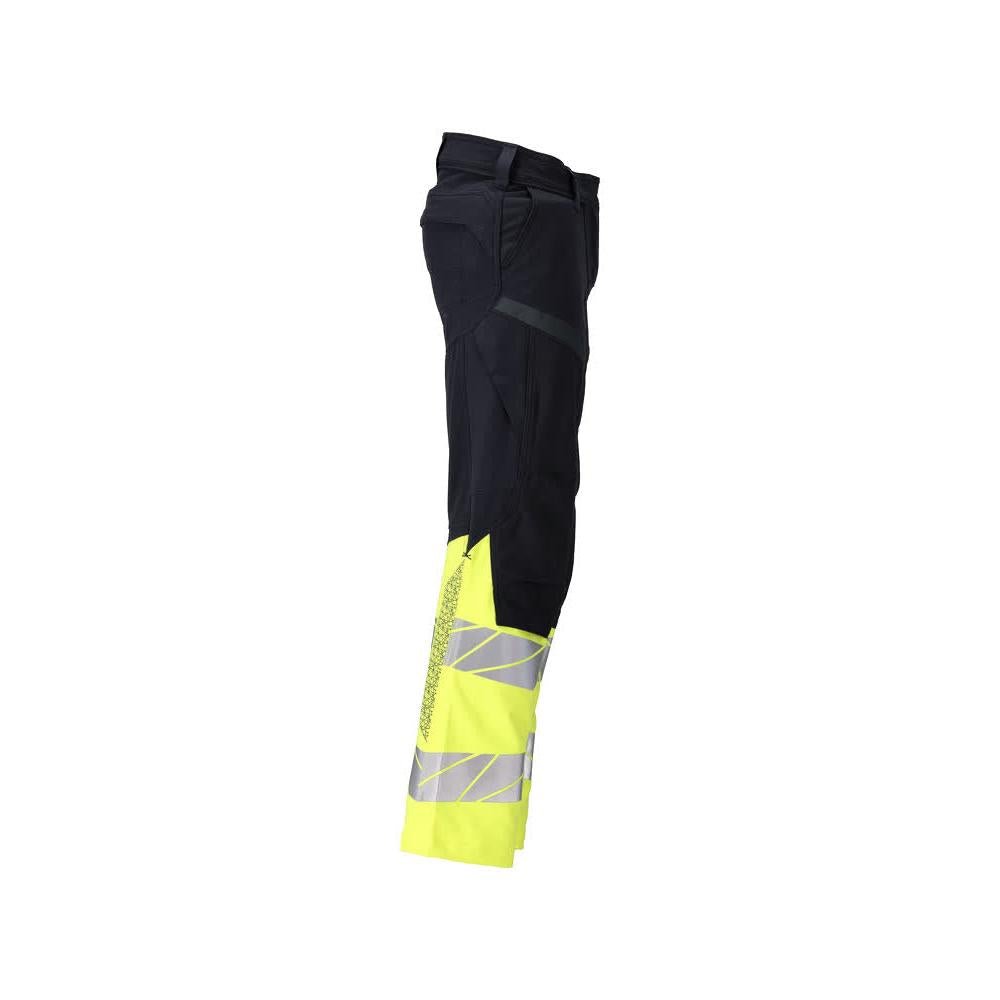 Kalhoty, dámské, DIAMOND, kapsy na kolenou, strečové kalhoty Multisafe, černá modrá/hi-vis žlutá
