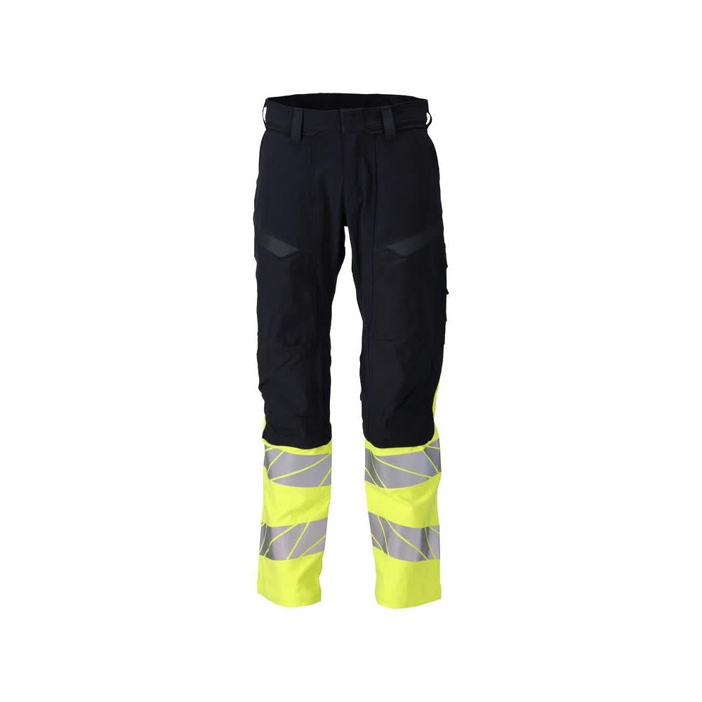 Kalhoty, kolenní kapsy, ULTIMATE STRETCH kalhoty Multisafe, černá modrá/hi-vis žlutá