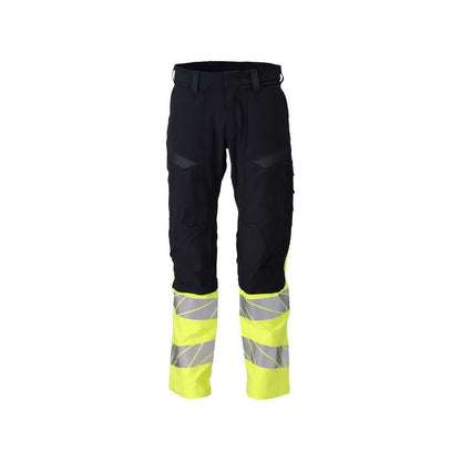Kalhoty, kolenní kapsy, ULTIMATE STRETCH kalhoty Multisafe, černá modrá/hi-vis žlutá