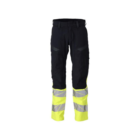 Kalhoty, kolenní kapsy, ULTIMATE STRETCH kalhoty Multisafe, černá modrá/hi-vis žlutá