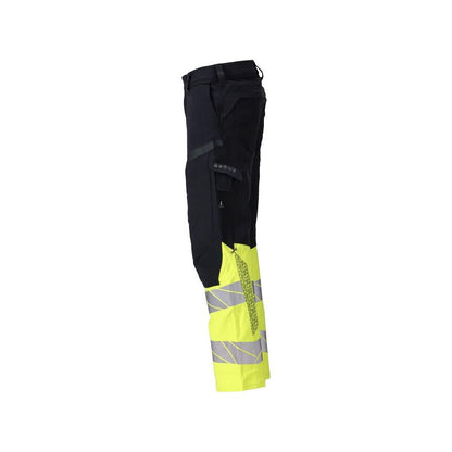 Kalhoty, kolenní kapsy, ULTIMATE STRETCH kalhoty Multisafe, černá modrá/hi-vis žlutá