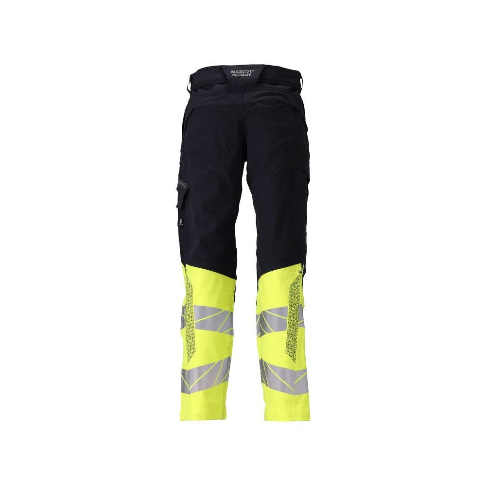 Kalhoty, kolenní kapsy, ULTIMATE STRETCH kalhoty Multisafe, černá modrá/hi-vis žlutá