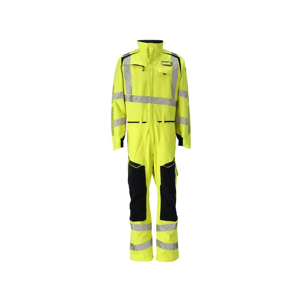 Celkově, kapsy na kolenou, strečové vsadky kombinace Multisafe, hi-vis žlutá/černo-modrá