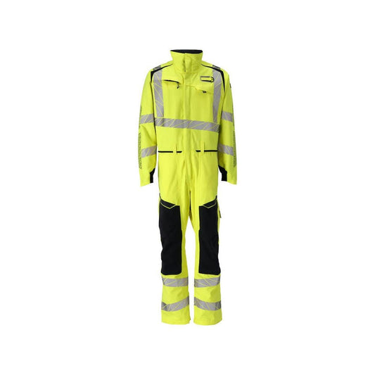 Celkově, kapsy na kolenou, strečové vsadky kombinace Multisafe, hi-vis žlutá/černo-modrá
