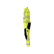 Celkově, kapsy na kolenou, strečové vsadky kombinace Multisafe, hi-vis žlutá/černo-modrá