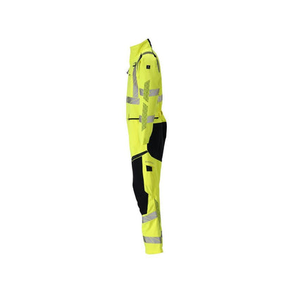 Celkově, kapsy na kolenou, strečové vsadky kombinace Multisafe, hi-vis žlutá/černo-modrá