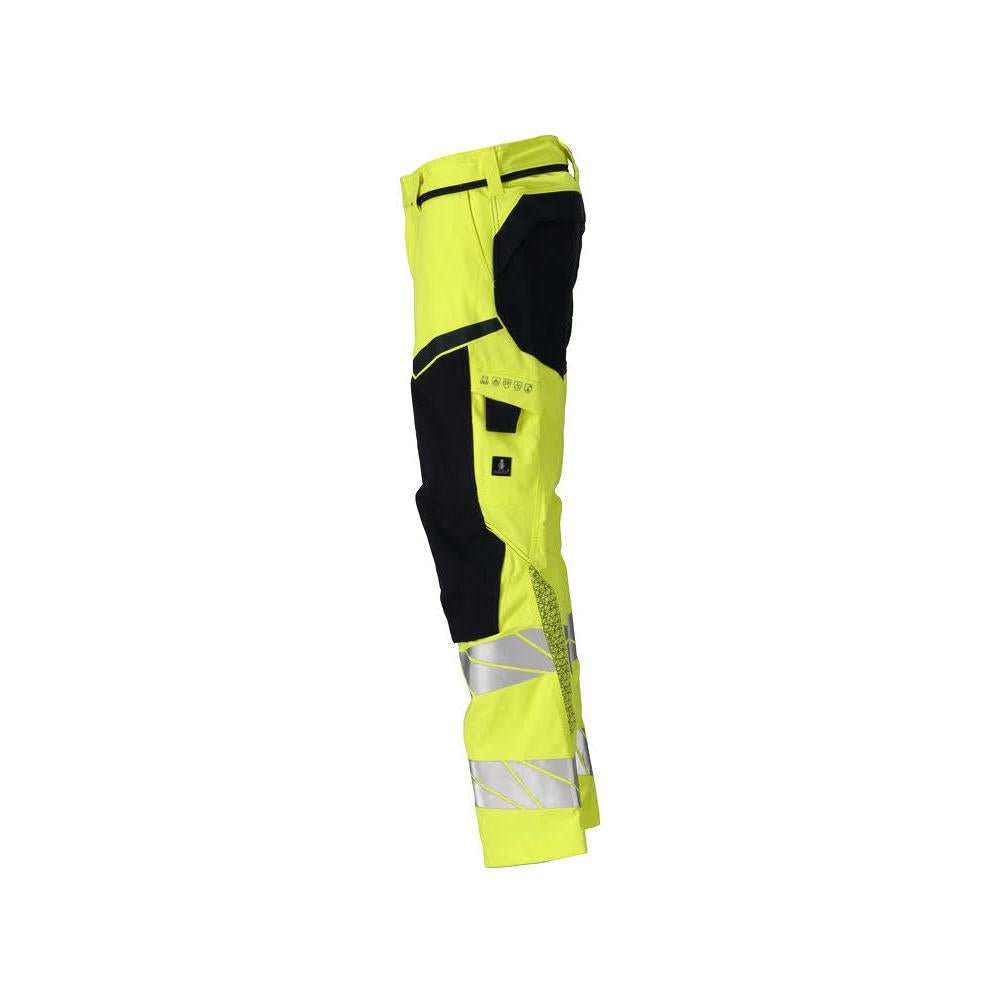 Kalhoty s kapsami na kolenou, strečové vsadky Kalhoty Multisafe, hivis žlutá/černo-modrá