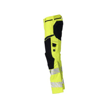 Kalhoty s kapsami na kolenou, strečové vsadky Kalhoty Multisafe, hivis žlutá/černo-modrá