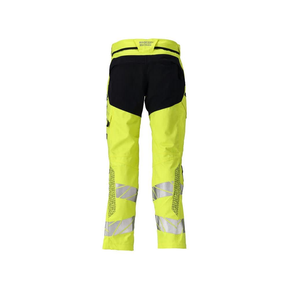 Kalhoty s kapsami na kolenou, strečové vsadky Kalhoty Multisafe, hivis žlutá/černo-modrá