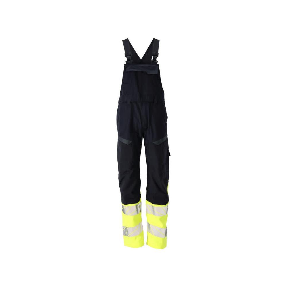 Dungarey, kapsy na kolenou, strečové vložky Montérky Multisafe, černá modrá/hi-vis žlutá