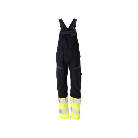Dungarey, kapsy na kolenou, strečové vložky Montérky Multisafe, černá modrá/hi-vis žlutá
