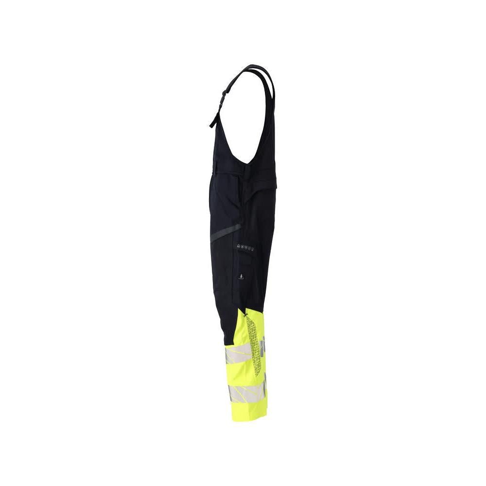 Dungarey, kapsy na kolenou, strečové vložky Montérky Multisafe, černá modrá/hi-vis žlutá