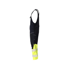 Dungarey, kapsy na kolenou, strečové vložky Montérky Multisafe, černá modrá/hi-vis žlutá