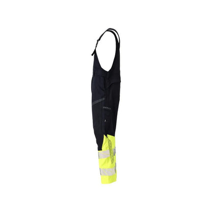 Dungarey, kapsy na kolenou, strečové vložky Montérky Multisafe, černá modrá/hi-vis žlutá