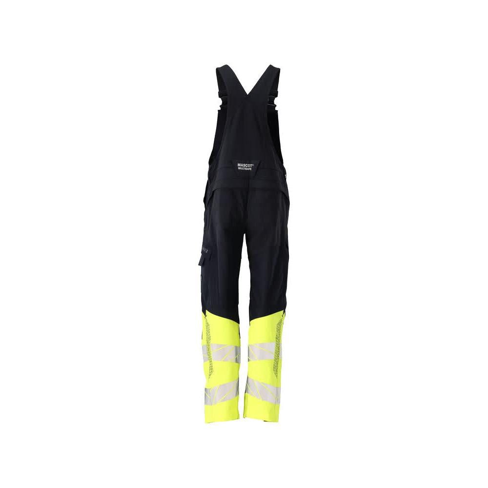 Dungarey, kapsy na kolenou, strečové vložky Montérky Multisafe, černá modrá/hi-vis žlutá