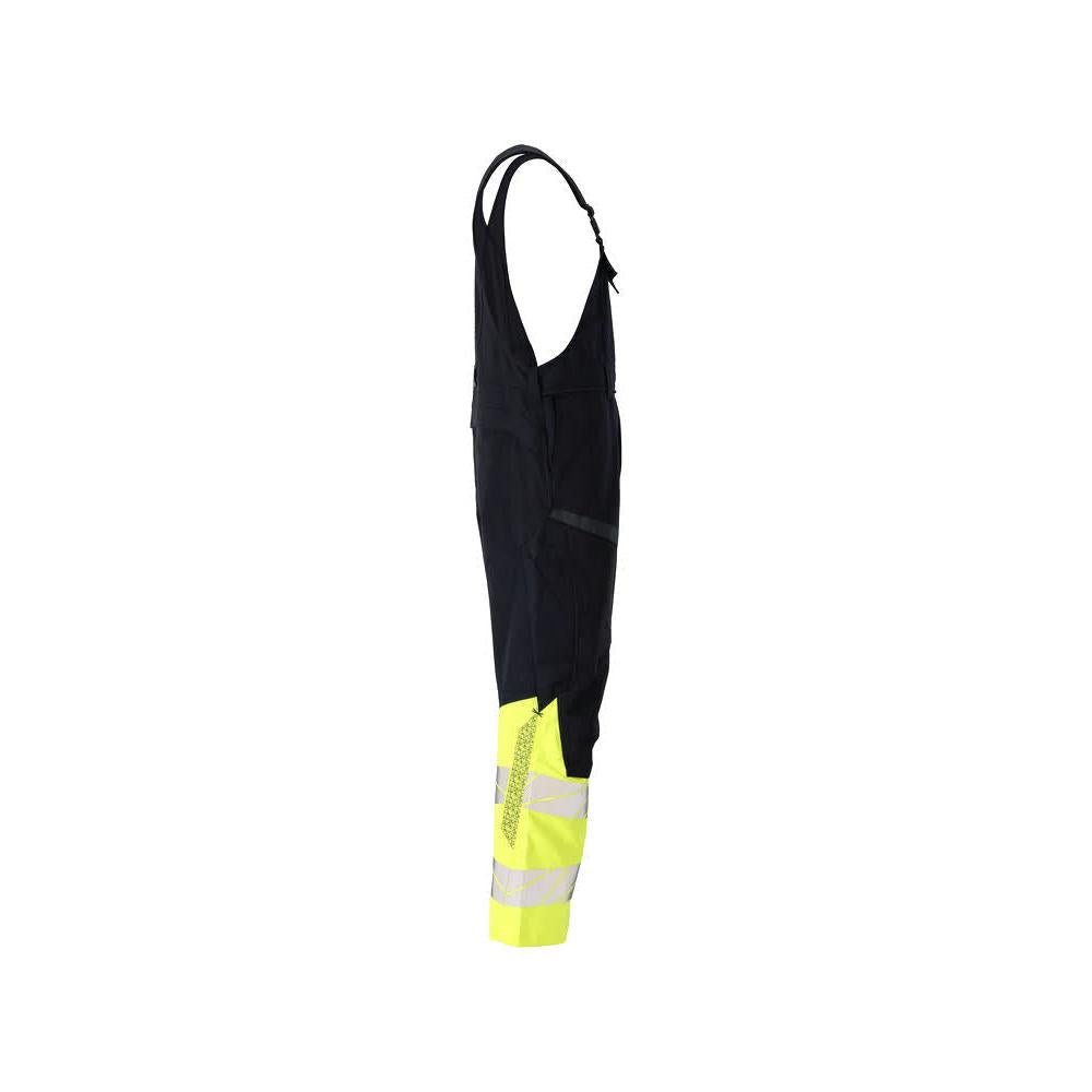 Dungarey, kapsy na kolenou, strečové vložky Montérky Multisafe, černá modrá/hi-vis žlutá