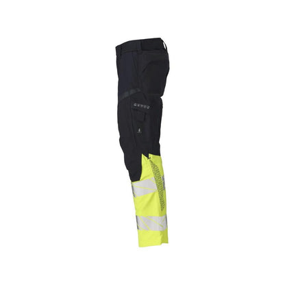 Kalhoty s kapsami na kolenou, strečové vsadky Kalhoty Multisafe, černá modrá/hi-vis žlutá