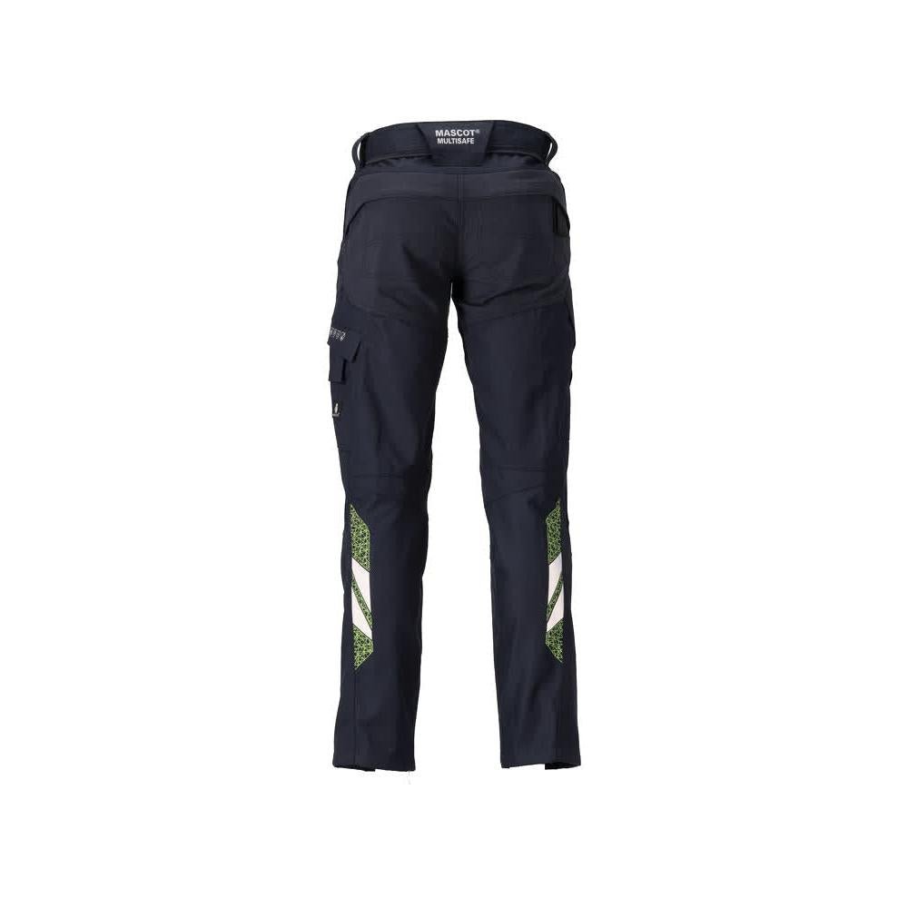 Kalhoty s kapsami nad koleny, dámské kalhoty Multisafe, černá modrá/hi-vis žlutá