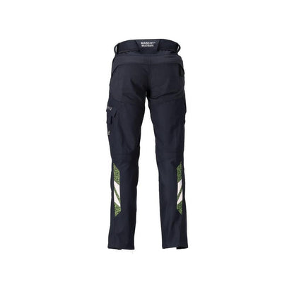 Kalhoty s kapsami nad koleny, dámské kalhoty Multisafe, černá modrá/hi-vis žlutá