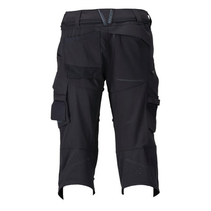 Tříčtvrteční kalhoty, podkolenky, strečové tříčtvrteční kalhoty řemeslník, černo-modré